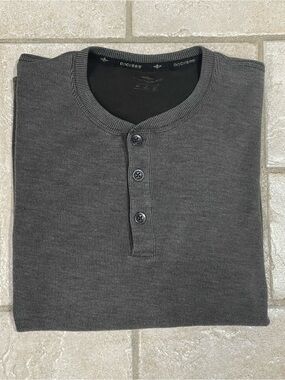 Dockers Charcoal Henley Ribbed Knit Shirt XL